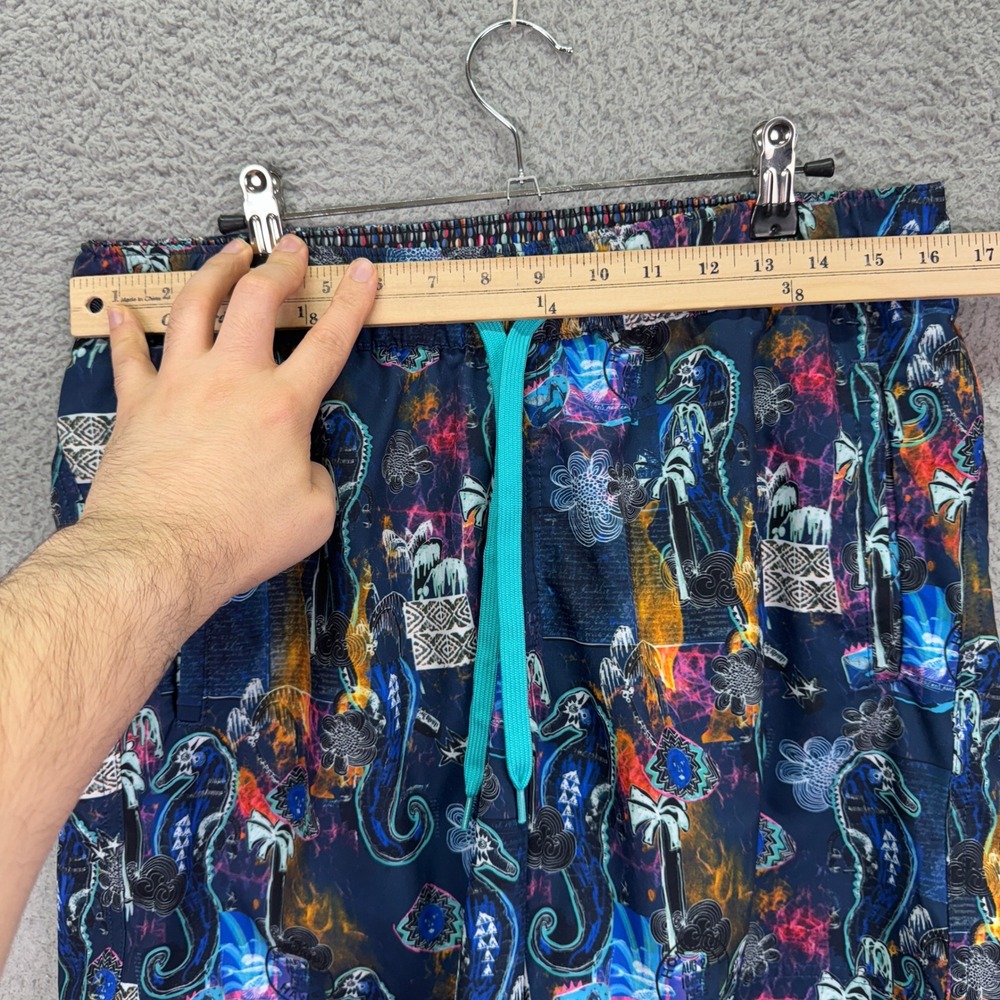 Robert Graham Swim Trunks Mens L Navy Blue Seahorse Tropical Print Shorts Beach - Picture 5 of 9